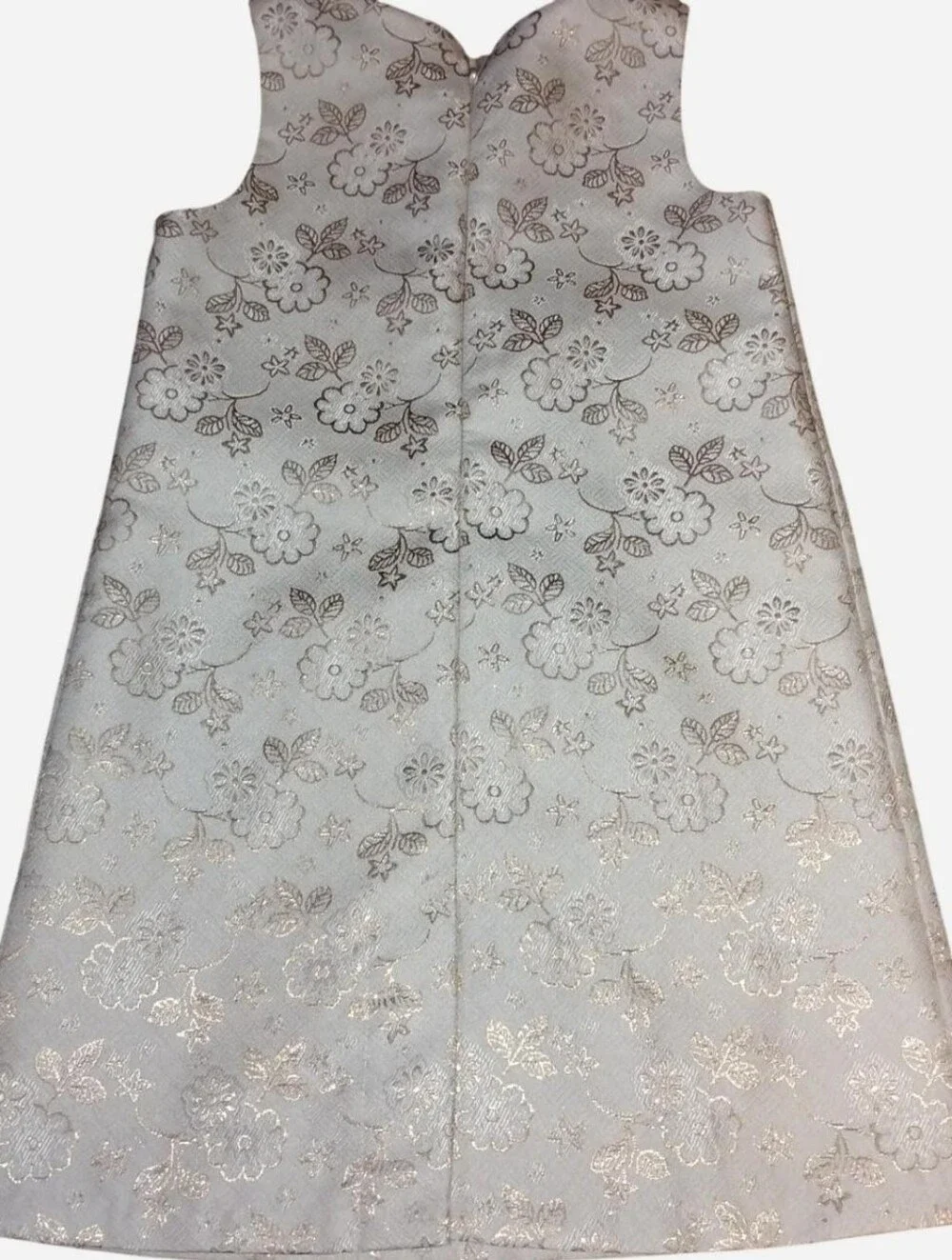 Rachel Zoe Girls Metallic Gold Floral Brocade Dress Pearl Neckline Size 7
